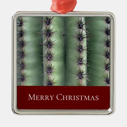 Kerst-Cactus-woestijn - zuidwest-rood - groen Metalen Ornament (Voorkant)