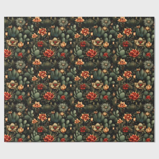 Kerst-Cactus-woestijn - zuidwesten Cadeaupapier (Vlak)