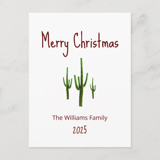Kerst-Cactus-woestijn - zuidwesten Feestdagenkaart (Voorkant)