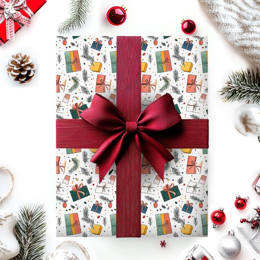 Kerst cadeau doos verpakken patroon cadeaupapier