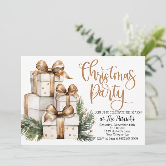 Kerst cadeau feest uitnodiging (Staand voorkant)