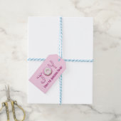 Kerst cadeau Label | Joy Candy Cane Pink Custom Cadeaulabel (Met Touw)