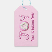 Kerst cadeau Label | Joy Candy Cane Pink Custom Cadeaulabel (Achterkant)