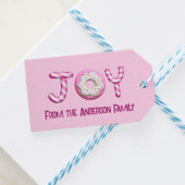 Kerst cadeau Label | Joy Candy Cane Pink Custom Cadeaulabel