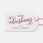 Kerst cadeau Label | Kalligrafie en klimop Cadeaulabel (Voorkant (Horizontaal))