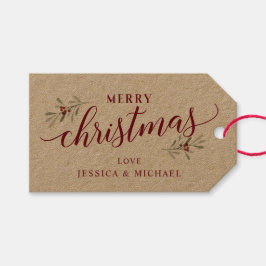 Kerst cadeau Label | Kalligrafie en klimop Cadeaulabel