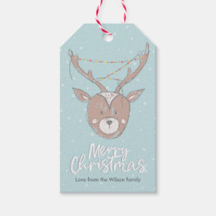 Kerst cadeau tags schattig rendier cadeaulabel