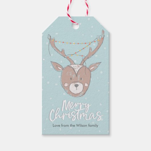 Kerst cadeau tags schattig rendier cadeaulabel (Voorkant)