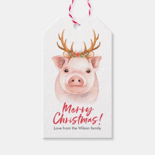 Kerst cadeau tags schattig varken cadeaulabel (Voorkant)
