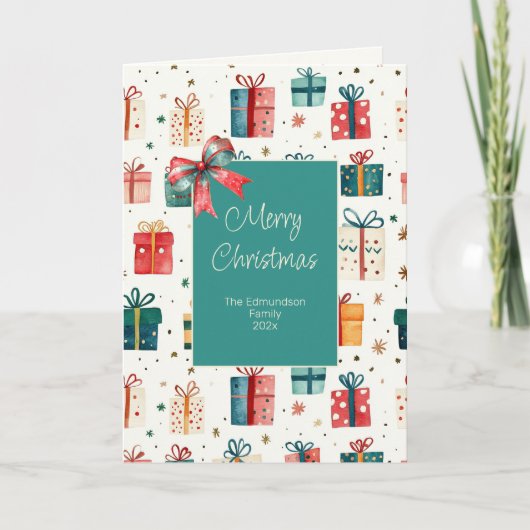 Kerst  Cadeaupakket Gevouwen Vakantie Kaart (Voorkant)