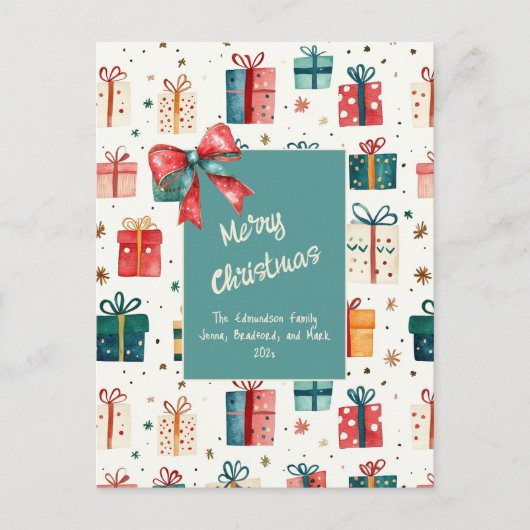 Kerst  Cadeaupakketten Post Kaart (Voorkant)