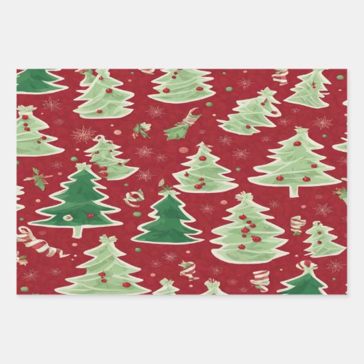 Kerst cadeaupapier + in rood en groen (Voorkant 3)