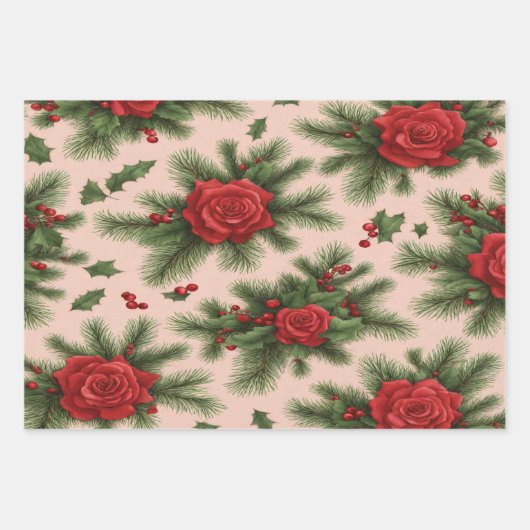 Kerst cadeaupapier + in rood en groen (Voorkant)