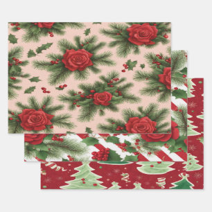 Kerst cadeaupapier + in rood en groen