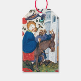 KERST CADOOS ETIKET MARIA OP EZEL SCHILDERIJ CADEAULABEL