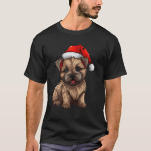 Kerst Cairn Terriër Hond Santa Hoed Grappige Xmas T-shirt