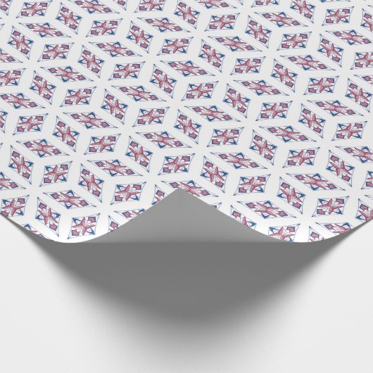 Kerst caleidoscoop sterren op wit cadeaupapier (Hoek)