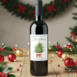 Kerst Calligrafie Inkt Waterverf Dennengroen Rode  Wijn Etiket