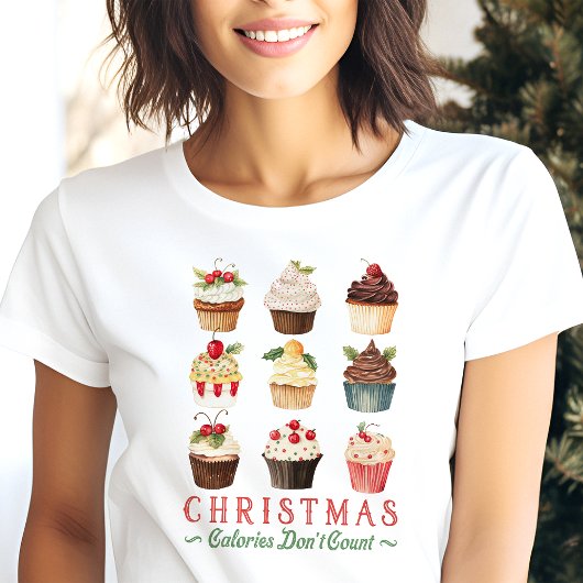 Kerst calorieën tellen niet bakkerij cupcake Tri-Blend shirt