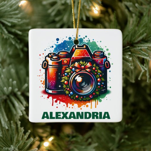 Kerst Camera Fotografie Liefhebber Custom Keramisch Ornament (Boom)