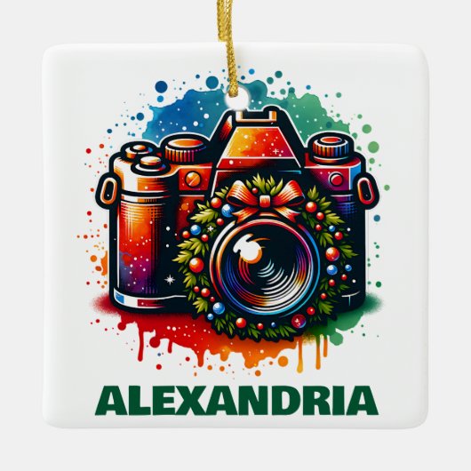 Kerst Camera Fotografie Liefhebber Custom Keramisch Ornament (Voorkant)
