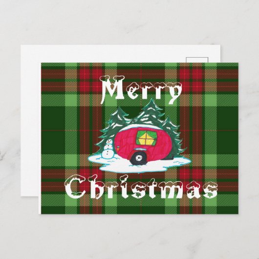 Kerst camper feestdagenkaart (Voorkant / Achterkant)