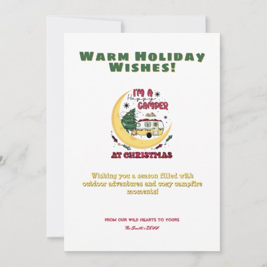 Kerst Camper Moon Camping Outdoor Adventure Feestdagenkaart (Voorkant)