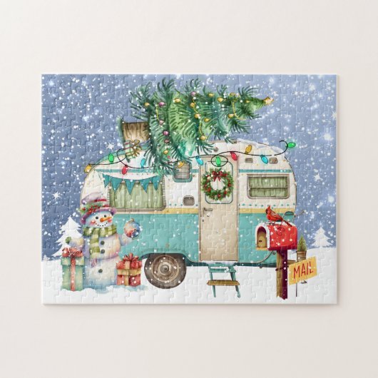 Kerst Camper Puzzel Legpuzzel (Horizontaal)