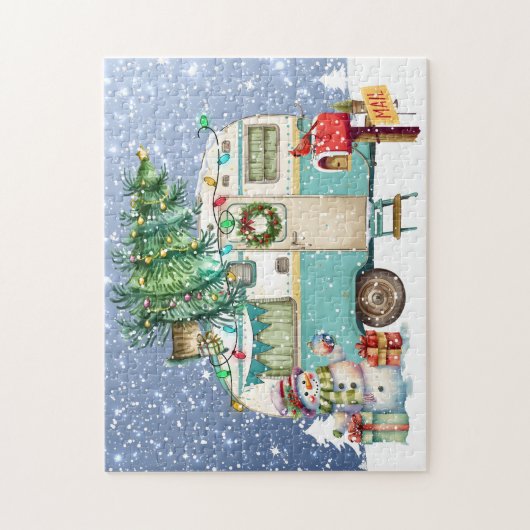 Kerst Camper Puzzel Legpuzzel (Verticaal)