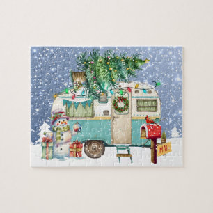 Kerst Camper Puzzel Legpuzzel