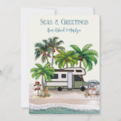 Kerst Camping Motorhome Sneeuwmannen Wenskaart Kaart (Voorkant)