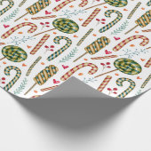 Kerst Candy Cane, bessen en snoep Cadeaupapier (Hoek)