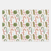 Kerst Candy Cane, bessen en snoep Inpakpapier Vel (Voorkant 3)