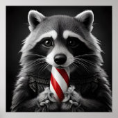 Kerst Candy Cane Critters Raccoon Poster (Voorkant)