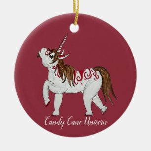 Kerst Candy Cane Eenhoorn Keramisch Ornament