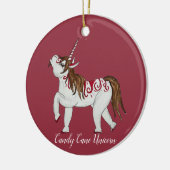 Kerst Candy Cane Eenhoorn Keramisch Ornament (Links)