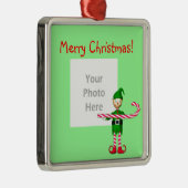Kerst Candy Cane Elf (foto lijst) Metalen Ornament (Rechts)