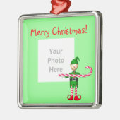 Kerst Candy Cane Elf (foto lijst) Metalen Ornament (Links)