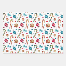 Kerst Candy Cane en snoepjes Inpakpapier Vel