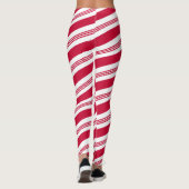 Kerst Candy Cane Gestreept Rood en Wit Vakantie Leggings (Achterkant)