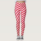 Kerst Candy Cane Glitter Gestreepte pepermunt Leggings (Voorkant)