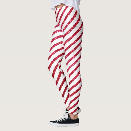Kerst Candy Cane Glitter gestripte vakantie Leggings (Links)