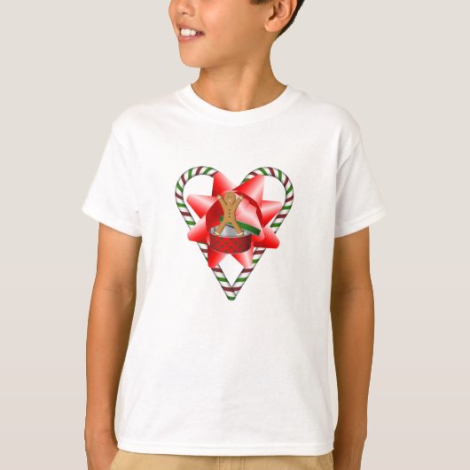 Kerst Candy Cane Heart Cookie Schattige T-shirt (Voorkant)