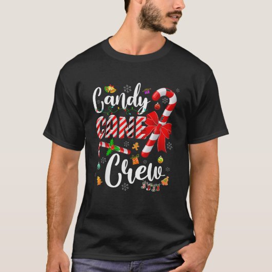 Kerst Candy Cane Lights Xmas Bijpassende Familie P T-shirt (Voorkant)