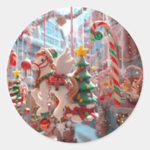 Kerst Candy Cane Magische Venster Display Ronde Sticker