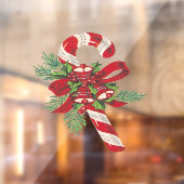 Kerst Candy Cane met decoratief lint Raamsticker (Vel 2)