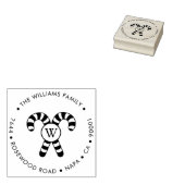 Kerst Candy Cane Monogrammed Retouradres Rubberstempel (Gestempeld)