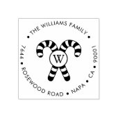 Kerst Candy Cane Monogrammed Retouradres Rubberstempel (Afrduk)