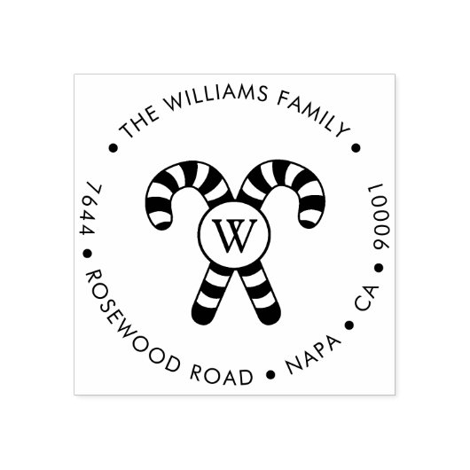 Kerst Candy Cane Monogrammed Retouradres Rubberstempel (Afrduk)