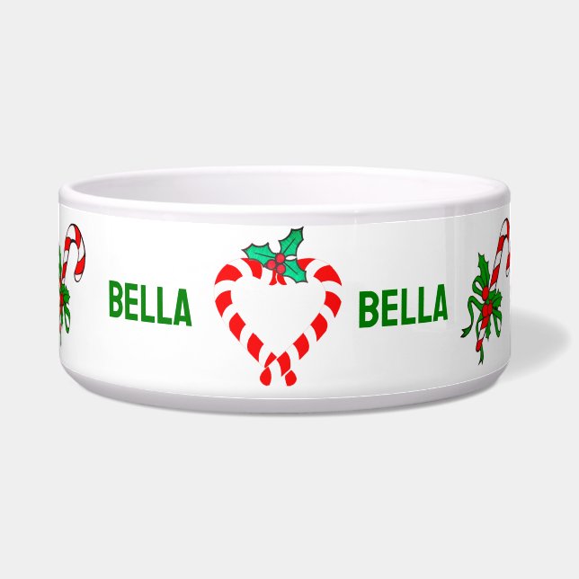 Kerst Candy Cane Pet Food Bowl, Pet Dog, Kat Voerbakje (Voorkant)